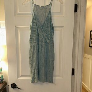 Market & Spruce Teal Striped Wrap Dress